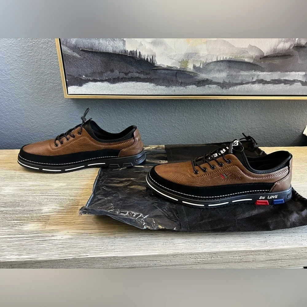 Two-Tone Brown and Black Oxfords
